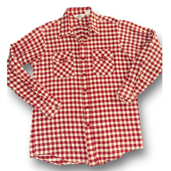 VTG Woolrich Flannel Red Gingham‎ Shirt Size: Large - Picture 2 of 5